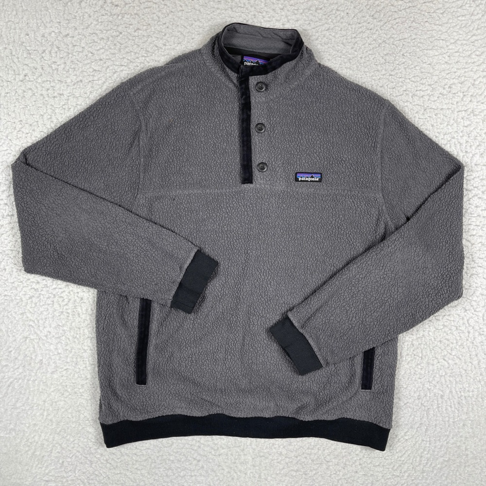 Patagonia Shearling Button Pullover Fleece Mens Large Forge Grey 26140‎ Gorpcore